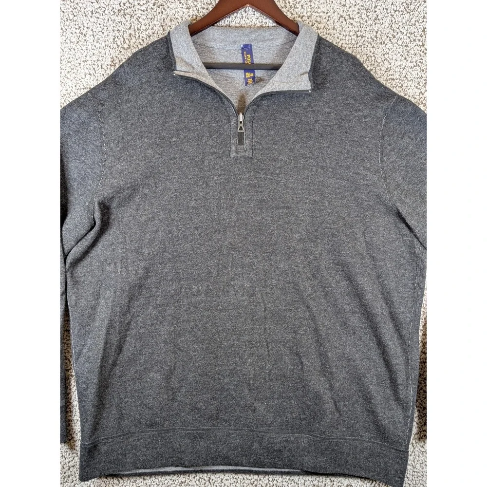 Polo by Ralph Lauren Men's Sweater Gray and Black Reversible 1/4 Zip size Medium